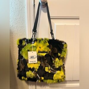 Aelfric Eden Vibrant Faux Fur Shoulder Bag - Yellow and Black